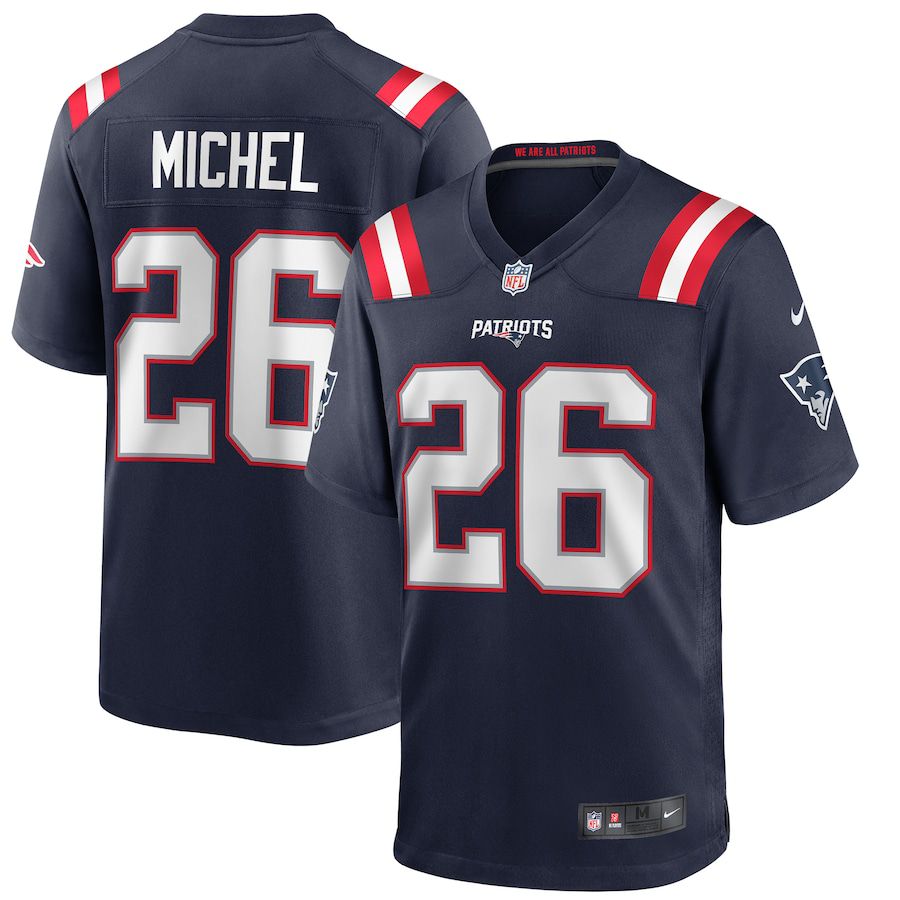 Men New England Patriots 26 Sony Michel Nike Navy Game NFL Jersey